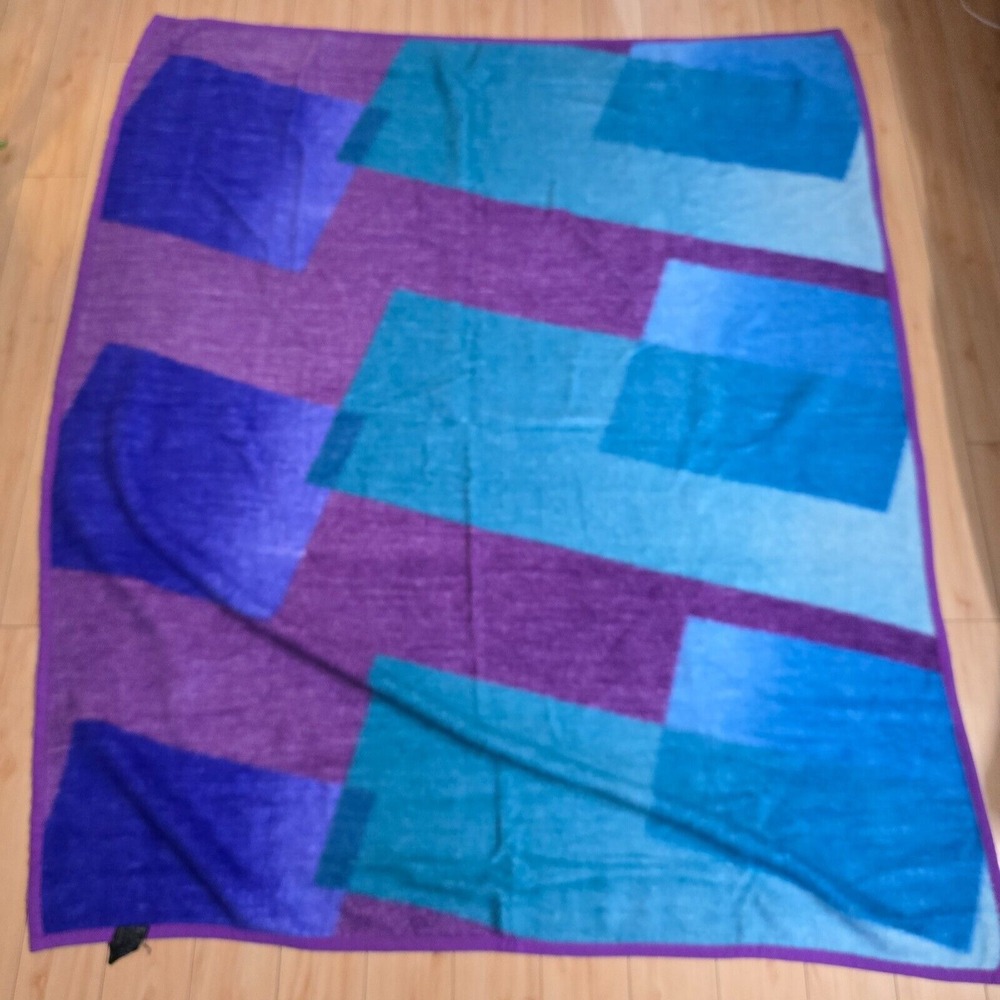 Dolan Geometric Throw Blanket Unisex Large Purple Blue Teal Vintage Retro
